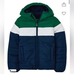 The Children’s Place Boys Color-block Puffer Jacket - Tidal Sz L - Like New